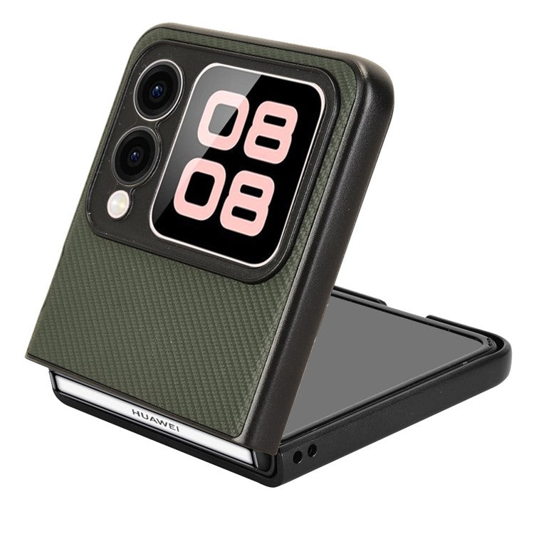 For Huawei nova Flip 5G Case Carbon Fiber Texture Shockproof PU+PC Phone Cover - Green
