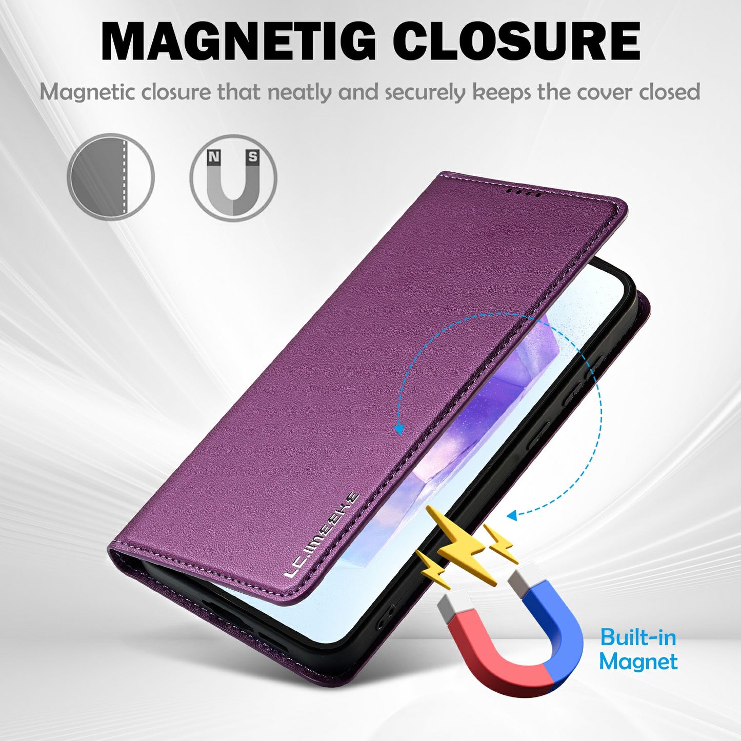 LC.IMEEKE L1 Series for Samsung Galaxy A16 5G / A16 4G Case PU Leather Wallet Stand Protective Phone Cover - Purple
