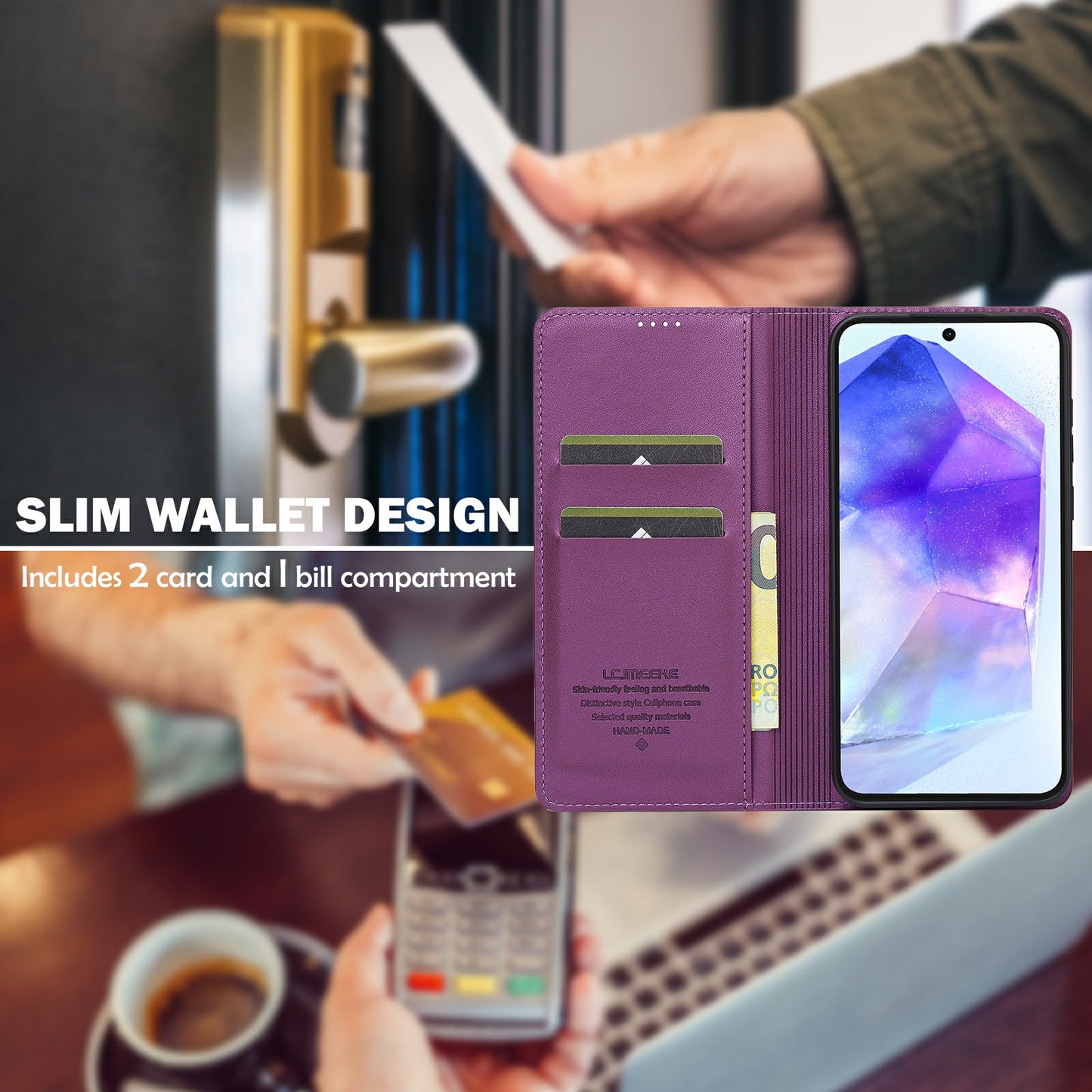 LC.IMEEKE L1 Series for Samsung Galaxy A16 5G / A16 4G Case PU Leather Wallet Stand Protective Phone Cover - Purple