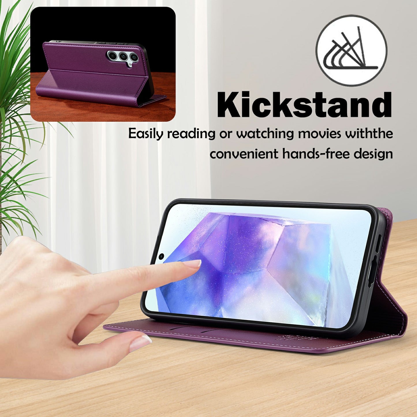 LC.IMEEKE L1 Series for Samsung Galaxy A16 5G / A16 4G Case PU Leather Wallet Stand Protective Phone Cover - Purple