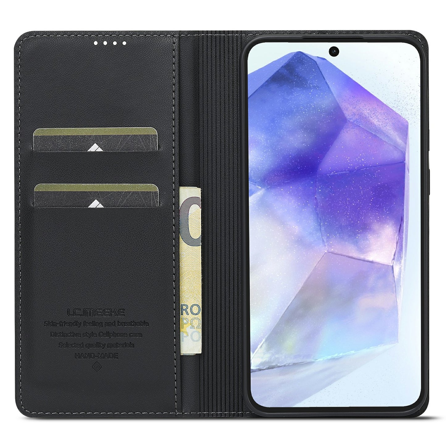 LC.IMEEKE L1 Series for Samsung Galaxy A16 5G / A16 4G Case PU Leather Wallet Stand Protective Phone Cover - Black