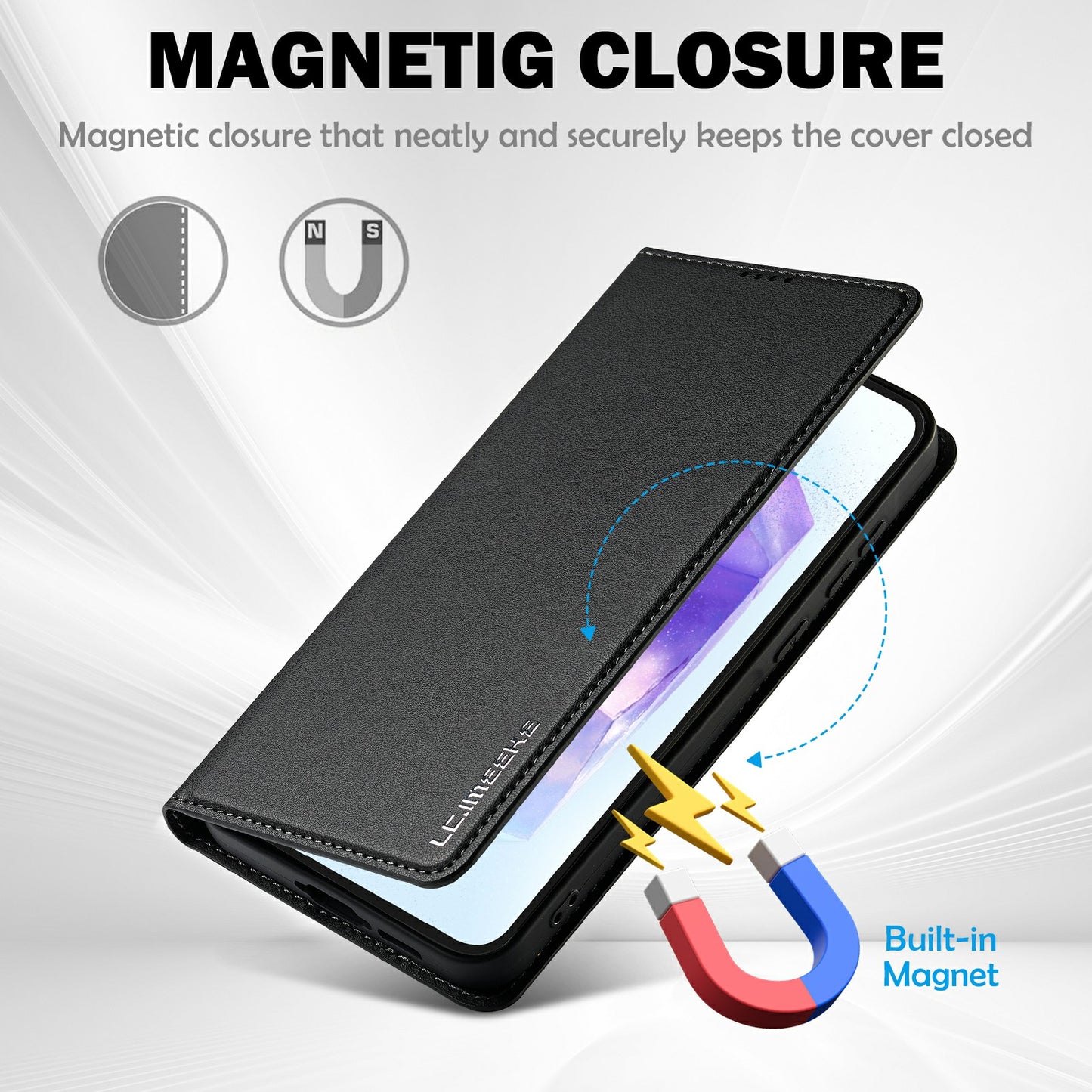 LC.IMEEKE L1 Series for Samsung Galaxy A16 5G / A16 4G Case PU Leather Wallet Stand Protective Phone Cover - Black