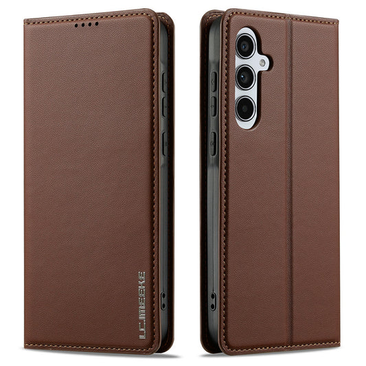 LC.IMEEKE L1 Series for Samsung Galaxy A16 5G / A16 4G Case PU Leather Wallet Stand Protective Phone Cover - Brown