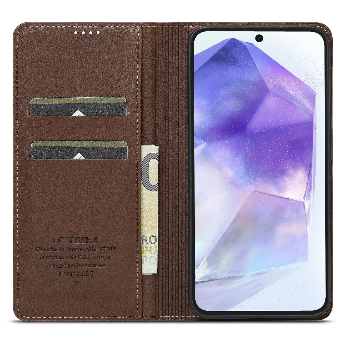 LC.IMEEKE L1 Series for Samsung Galaxy A16 5G / A16 4G Case PU Leather Wallet Stand Protective Phone Cover - Brown