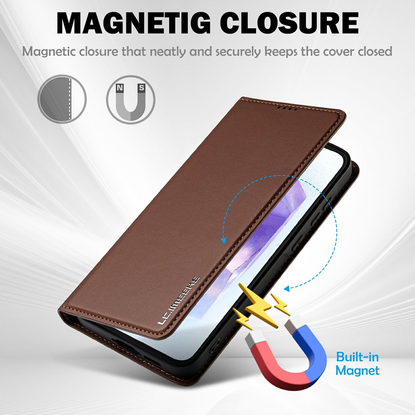 LC.IMEEKE L1 Series for Samsung Galaxy A16 5G / A16 4G Case PU Leather Wallet Stand Protective Phone Cover - Brown