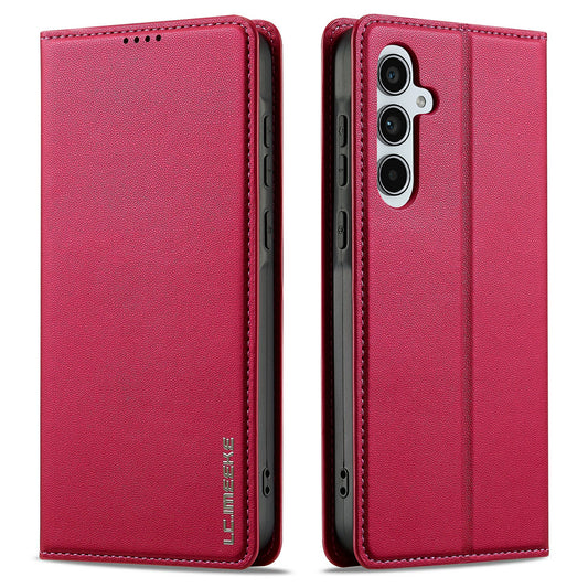 LC.IMEEKE L1 Series for Samsung Galaxy A16 5G / A16 4G Case PU Leather Wallet Stand Protective Phone Cover - Red