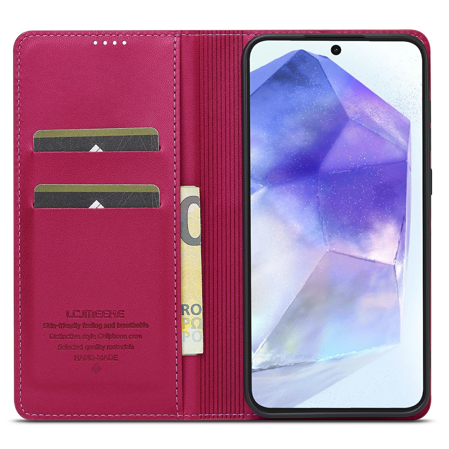 LC.IMEEKE L1 Series for Samsung Galaxy A16 5G / A16 4G Case PU Leather Wallet Stand Protective Phone Cover - Red