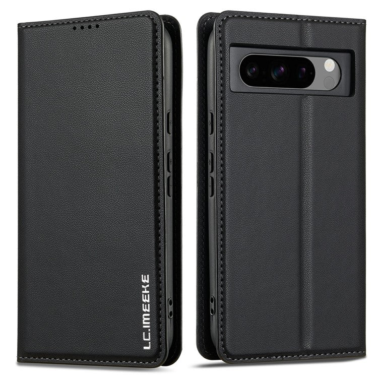 LC.IMEEKE L1 Series for Google Pixel 8 Pro Case PU Leather Wallet Stand Protective Phone Cover - Black