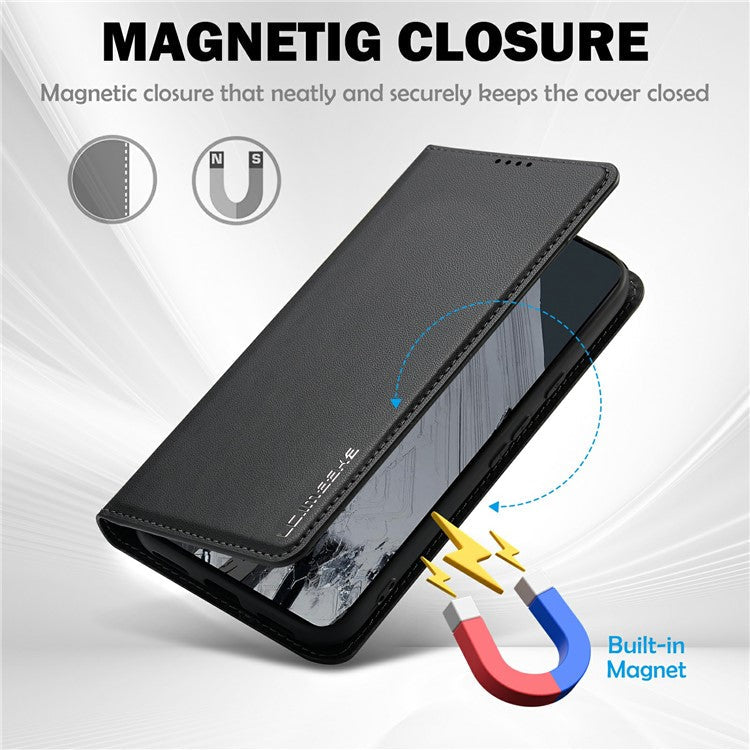 LC.IMEEKE L1 Series for Google Pixel 8 Pro Case PU Leather Wallet Stand Protective Phone Cover - Black