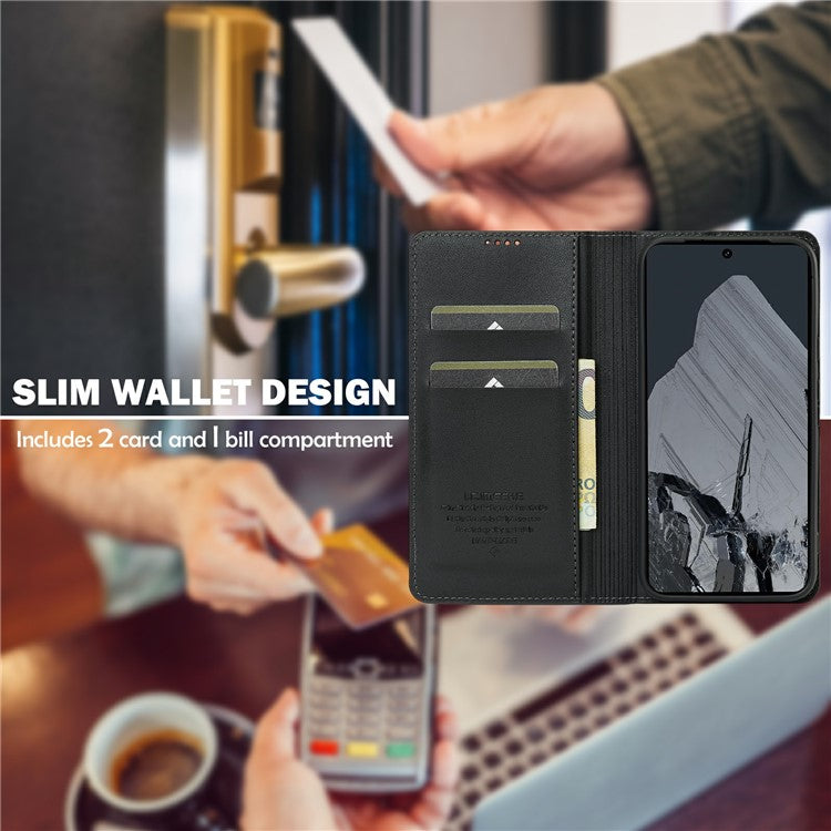 LC.IMEEKE L1 Series for Google Pixel 8 Pro Case PU Leather Wallet Stand Protective Phone Cover - Black