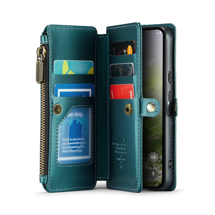 CASEME C36 Series For Google Pixel 9 / Pixel 9 Pro Case Crossbody Leather Phone Bag with 7 Card Slots - Green