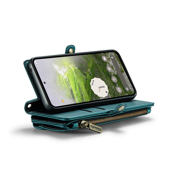 CASEME C36 Series For Google Pixel 9 / Pixel 9 Pro Case Crossbody Leather Phone Bag with 7 Card Slots - Green