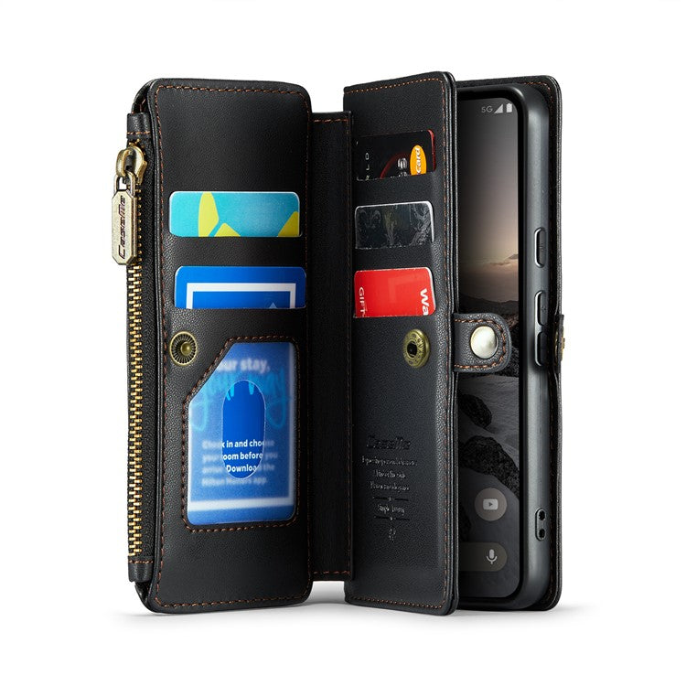 CASEME C36 Series For Google Pixel 9 / Pixel 9 Pro Case Crossbody Leather Phone Bag with 7 Card Slots - Black