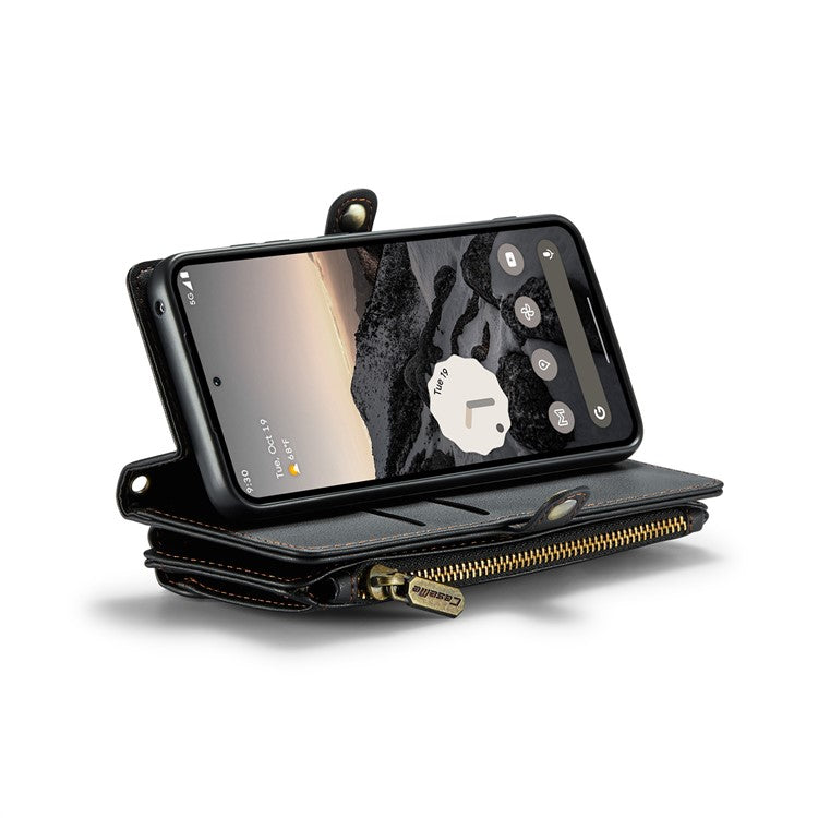 CASEME C36 Series For Google Pixel 9 / Pixel 9 Pro Case Crossbody Leather Phone Bag with 7 Card Slots - Black