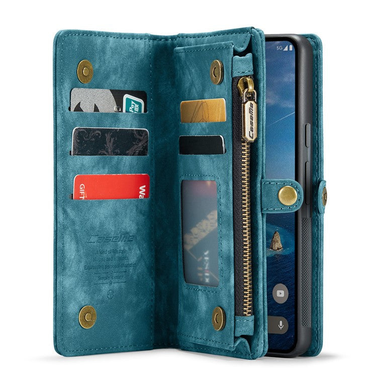 CASEME 008 Series for Google Pixel 9 Pro XL Case Leather Phone Cover Zipper Pocket Wallet - Blue