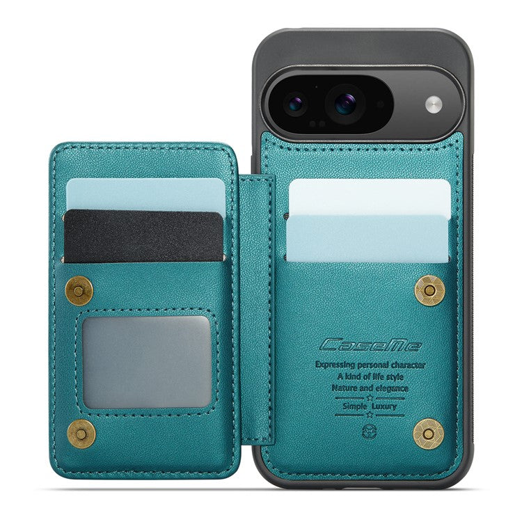 CASEME C22 Series For Google Pixel 9 / Pixel 9 Pro Case Leather+TPU Cover RFID Blocking Card Slots - Green