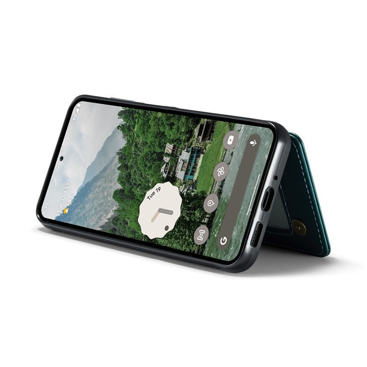 CASEME C22 Series For Google Pixel 9 / Pixel 9 Pro Case Leather+TPU Cover RFID Blocking Card Slots - Green