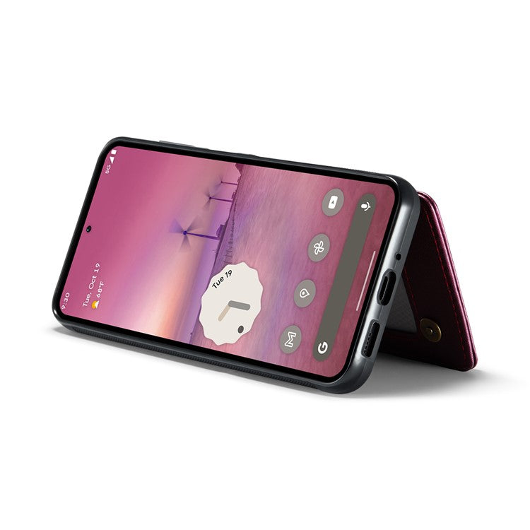 CASEME C22 Series For Google Pixel 9 / Pixel 9 Pro Case Leather+TPU Cover RFID Blocking Card Slots - Red