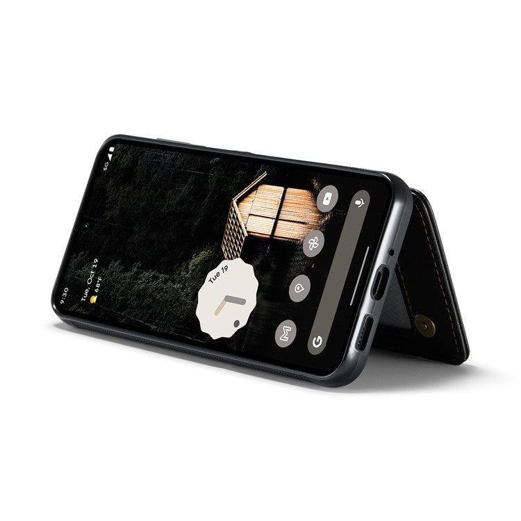 CASEME C22 Series For Google Pixel 9 / Pixel 9 Pro Case Leather+TPU Cover RFID Blocking Card Slots - Black