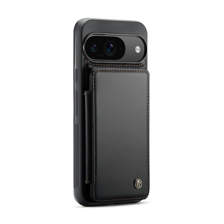 CASEME C22 Series For Google Pixel 9 / Pixel 9 Pro Case Leather+TPU Cover RFID Blocking Card Slots - Black
