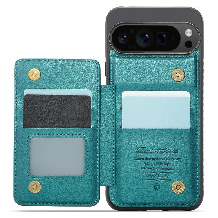 CASEME C22 Series For Google Pixel 9 Pro XL Case Leather+TPU Cover RFID Blocking Card Slots - Green