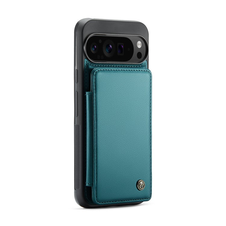 CASEME C22 Series For Google Pixel 9 Pro XL Case Leather+TPU Cover RFID Blocking Card Slots - Green