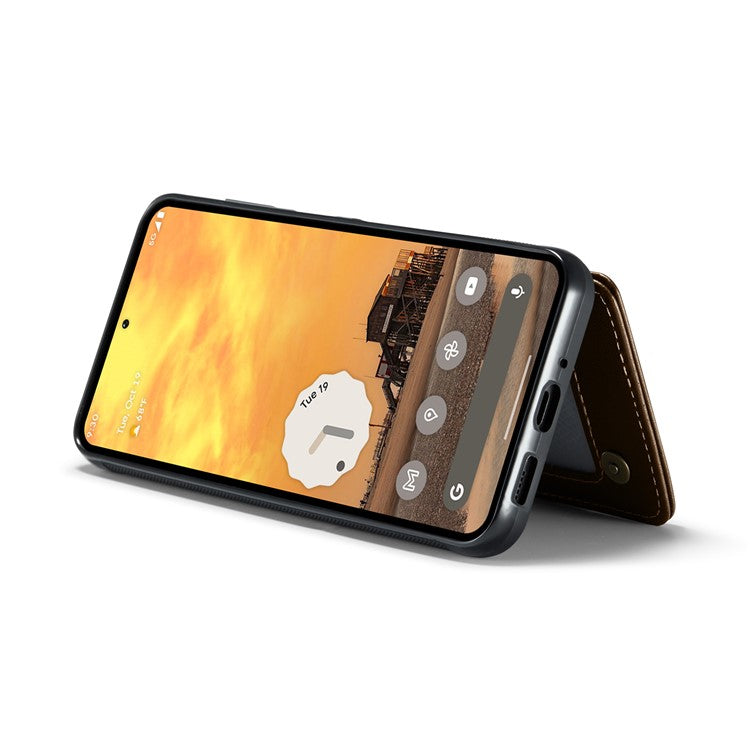 CASEME C22 Series For Google Pixel 9 Pro XL Case Leather+TPU Cover RFID Blocking Card Slots - Brown