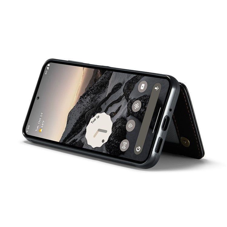 CASEME C22 Series For Google Pixel 9 Pro XL Case Leather+TPU Cover RFID Blocking Card Slots - Black