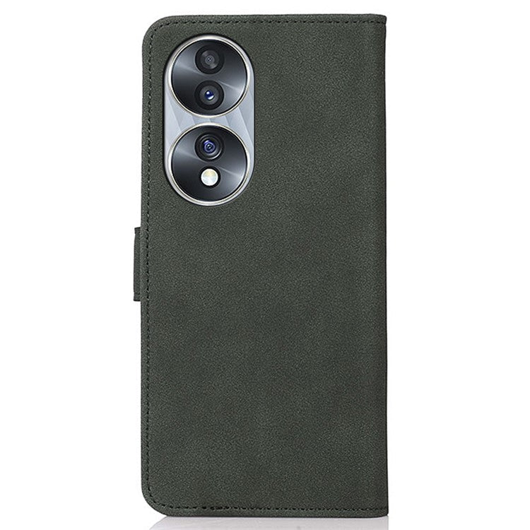 KHAZNEH For Honor 70 5G Textured PU Leather Phone Full Protection Case Magnetic Clasp Stand Wallet Cover - Green