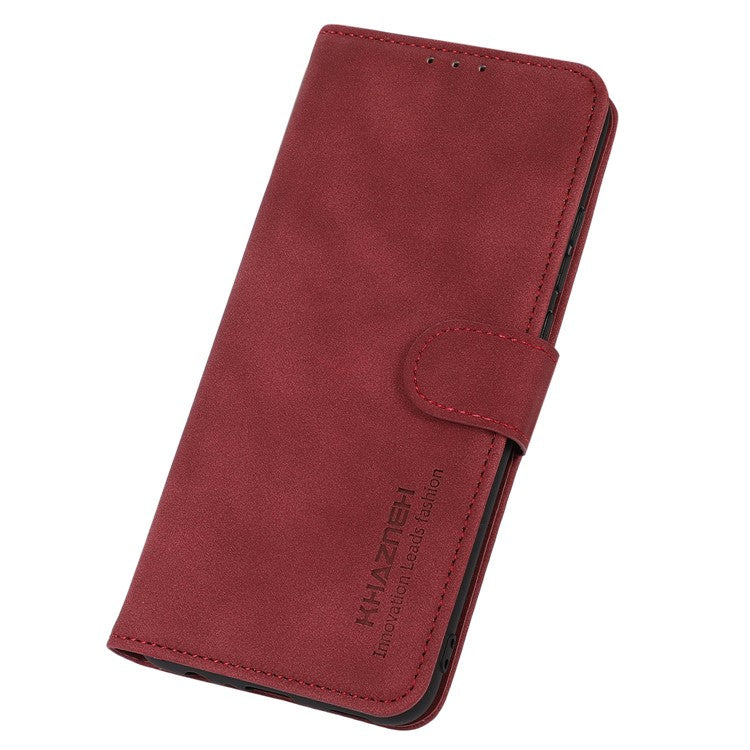 KHAZNEH For Honor 70 5G Textured PU Leather Phone Full Protection Case Magnetic Clasp Stand Wallet Cover - Red