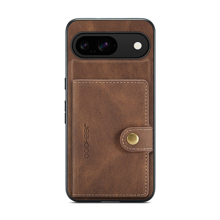 JEEHOOD J01 For Google Pixel 9 / Pixel 9 Pro Case Retro Leather + TPU Phone Cover Detachable Magnetic Card Holder - Brown