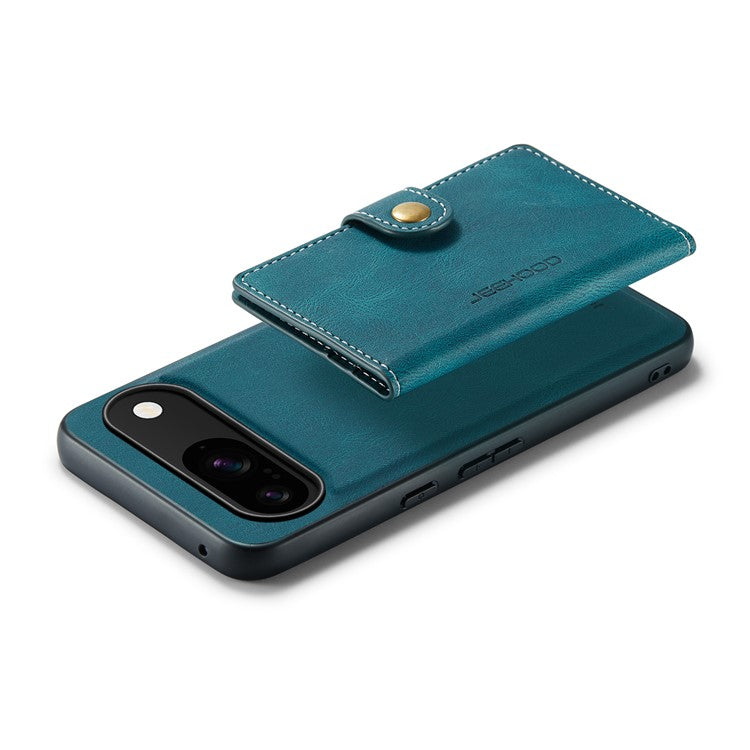 JEEHOOD J01 For Google Pixel 9 / Pixel 9 Pro Case Retro Leather + TPU Phone Cover Detachable Magnetic Card Holder - Blue
