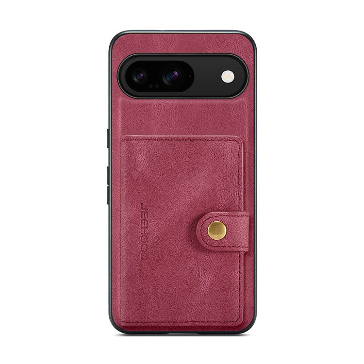 JEEHOOD J01 For Google Pixel 9 / Pixel 9 Pro Case Retro Leather + TPU Phone Cover Detachable Magnetic Card Holder - Red