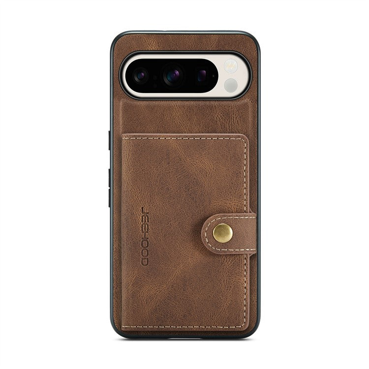 JEEHOOD J01 For Google Pixel 9 Pro XL Case Retro Leather + TPU Phone Cover Detachable Magnetic Card Holder - Brown