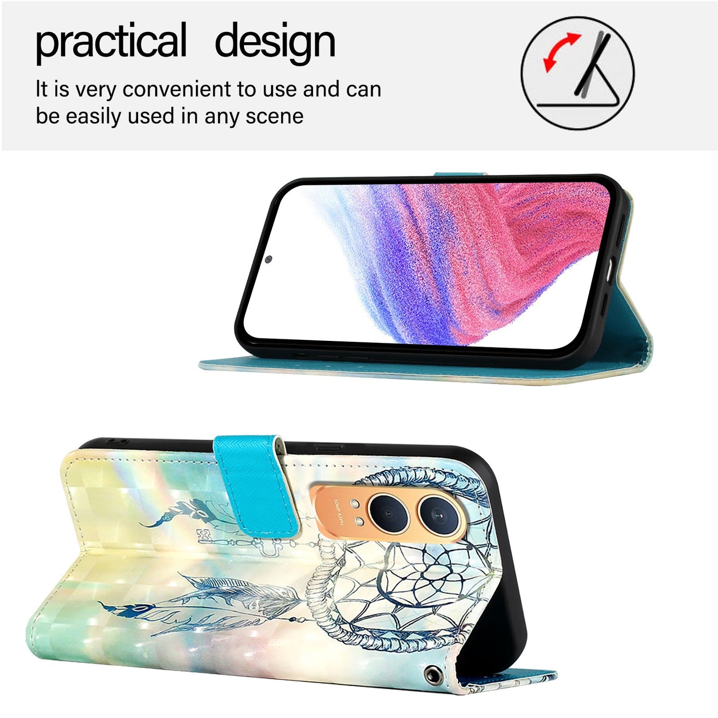 For OnePlus Nord CE4 Lite 5G Leather Case YB Pattern Printing Leather Series-2 Pattern Printing Wallet Stand Cover - Dream Wind Chime