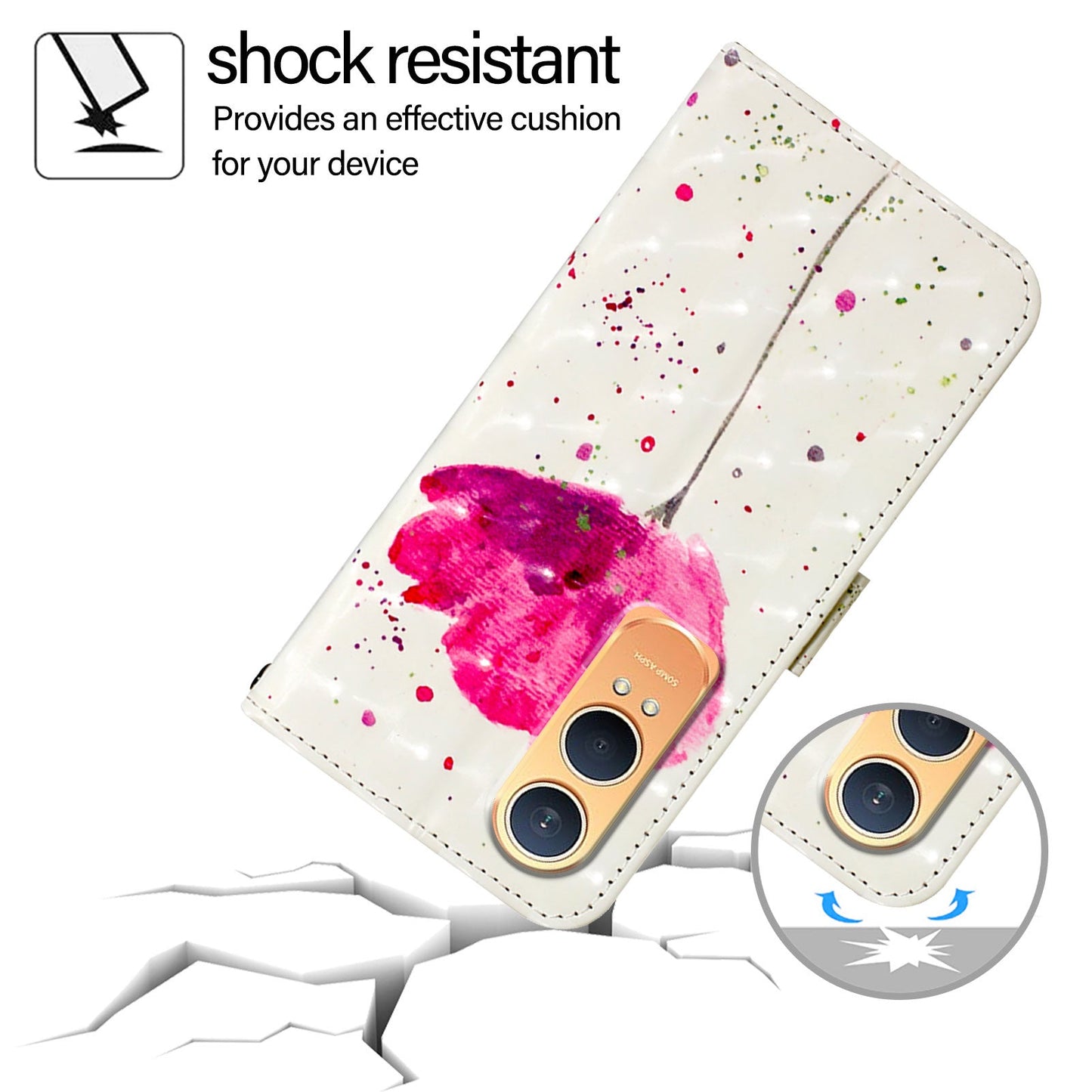 For OnePlus Nord CE4 Lite 5G Leather Case YB Pattern Printing Leather Series-2 Pattern Printing Wallet Stand Cover - Flower