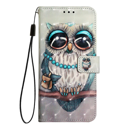 For OnePlus Nord CE4 Lite 5G Leather Case YB Pattern Printing Leather Series-2 Pattern Printing Wallet Stand Cover - Grey Owl