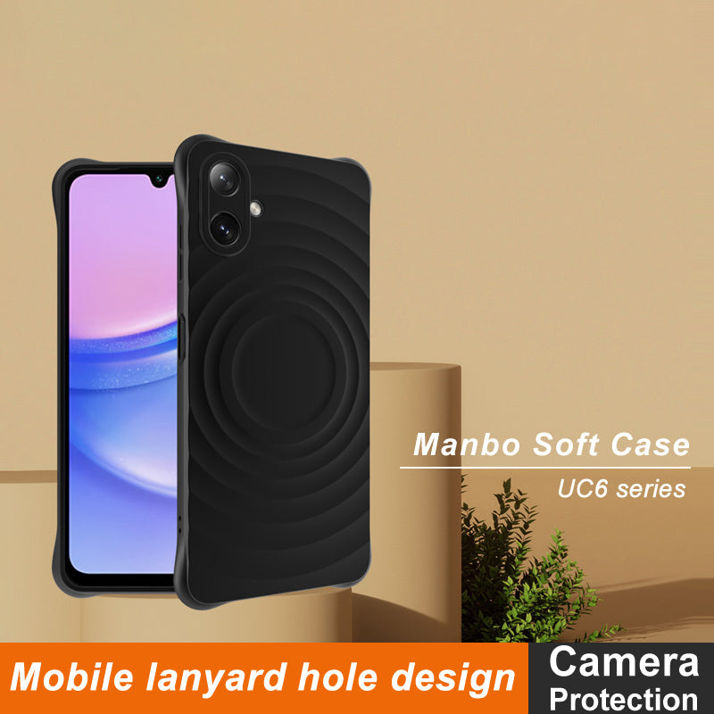 IMAK UC-6 Series for Samsung Galaxy A06 Case Water Drop Texture Anti-Skid Matte TPU Cover - Matte Black