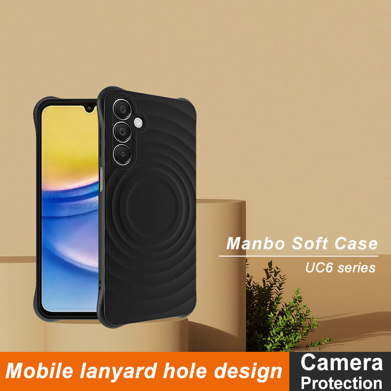 IMAK UC-6 Series for Samsung Galaxy A16 Case Water Drop Texture Anti-Skid Matte TPU Cover - Matte Black