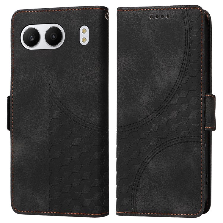 For OnePlus Nord 4 Case PU Leather Phone Cover Rhombus Starry Imprinted - Black