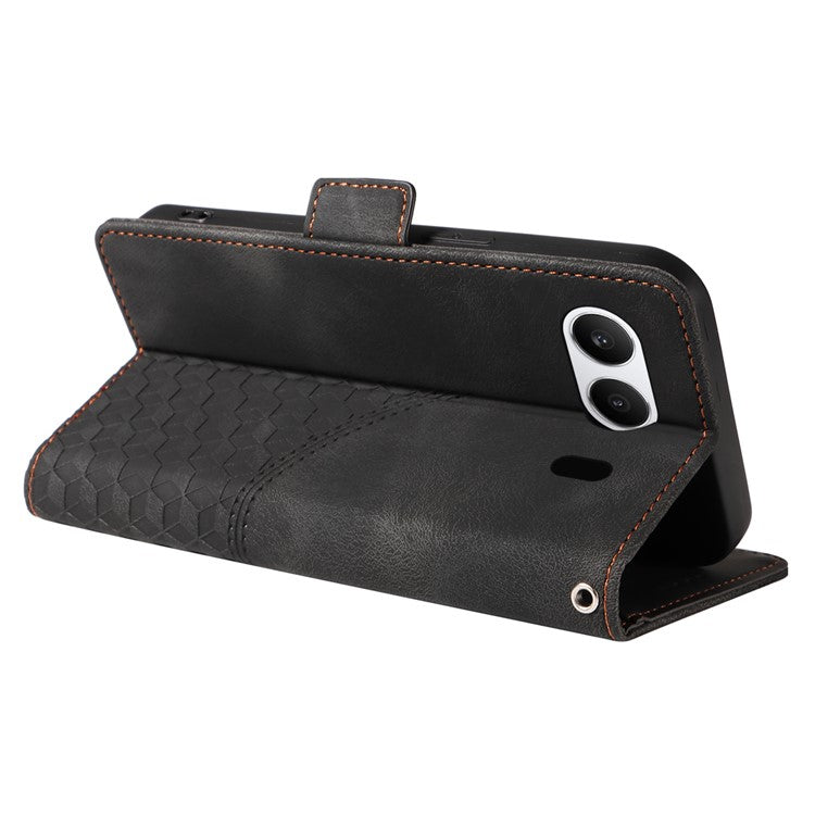 For OnePlus Nord 4 Case PU Leather Phone Cover Rhombus Starry Imprinted - Black