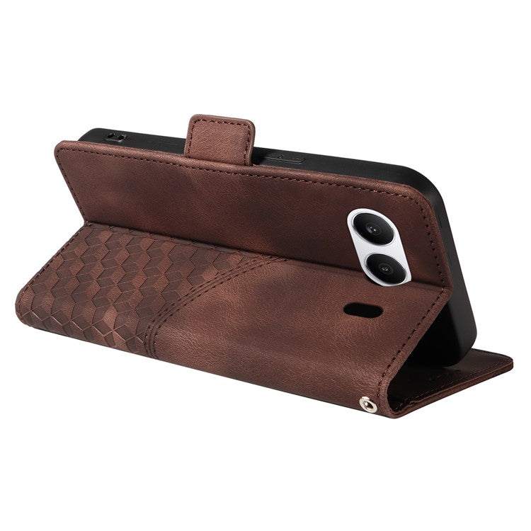 For OnePlus Nord 4 Case PU Leather Phone Cover Rhombus Starry Imprinted - Brown