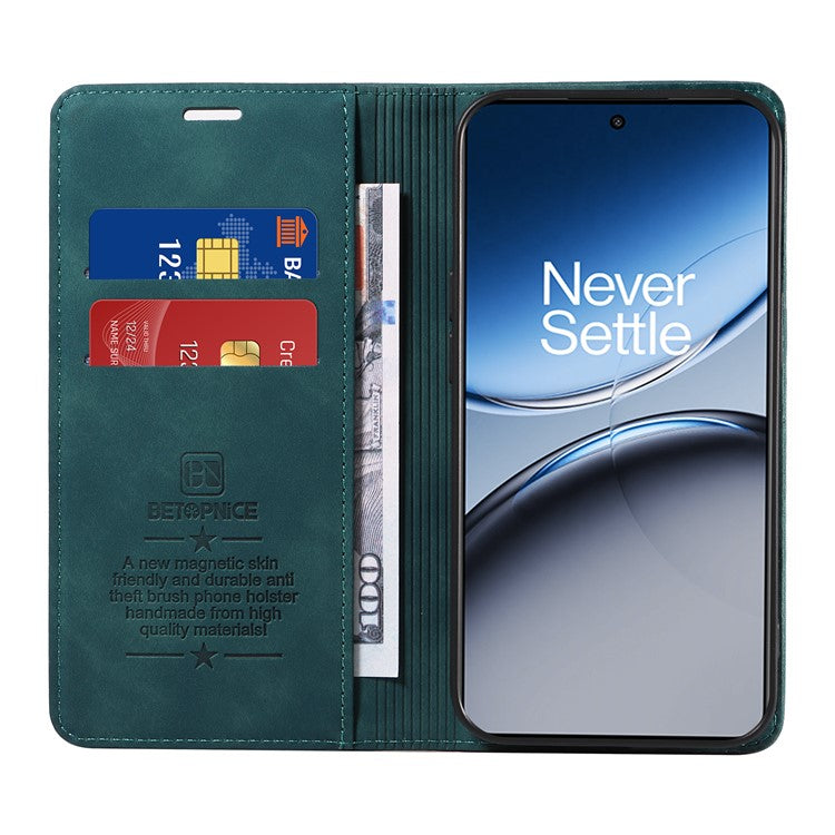BETOPNICE 003 For OnePlus Nord 4 Wallet Case Leather Phone Cover with Stand - Green