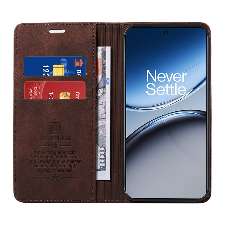 BETOPNICE 003 For OnePlus Nord 4 Wallet Case Leather Phone Cover with Stand - Brown