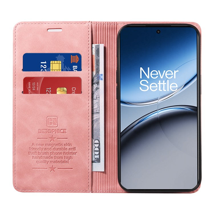 BETOPNICE 003 For OnePlus Nord 4 Wallet Case Leather Phone Cover with Stand - Pink