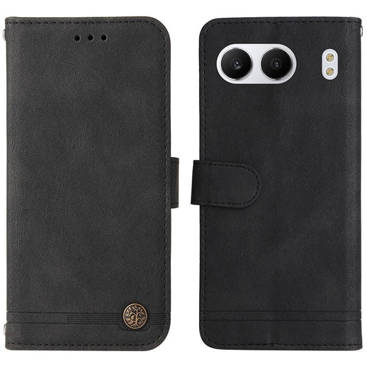 For OnePlus Nord 4 Wallet Case Skin-Touch Leather Phone Cover Tree Pattern Hardware - Black