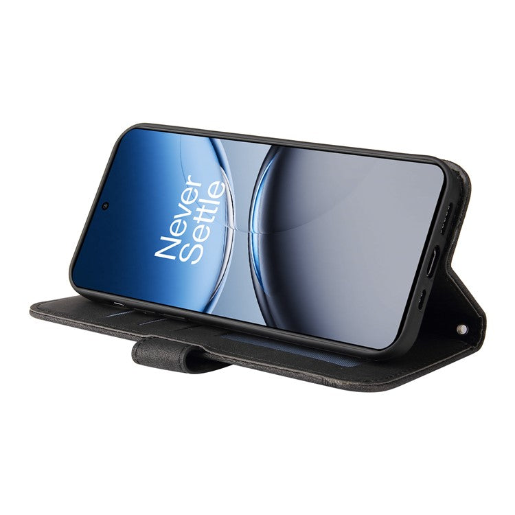 For OnePlus Nord 4 Wallet Case Skin-Touch Leather Phone Cover Tree Pattern Hardware - Black