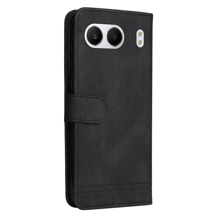 For OnePlus Nord 4 Wallet Case Skin-Touch Leather Phone Cover Tree Pattern Hardware - Black