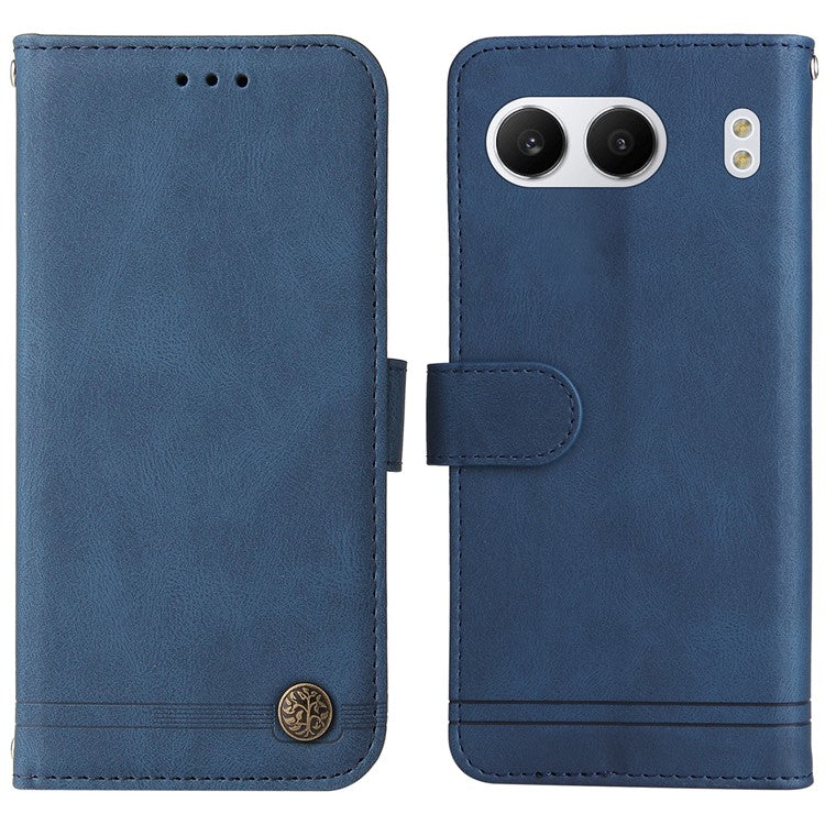 For OnePlus Nord 4 Wallet Case Skin-touch Leather Phone Cover Tree Pattern Hardware - Blue