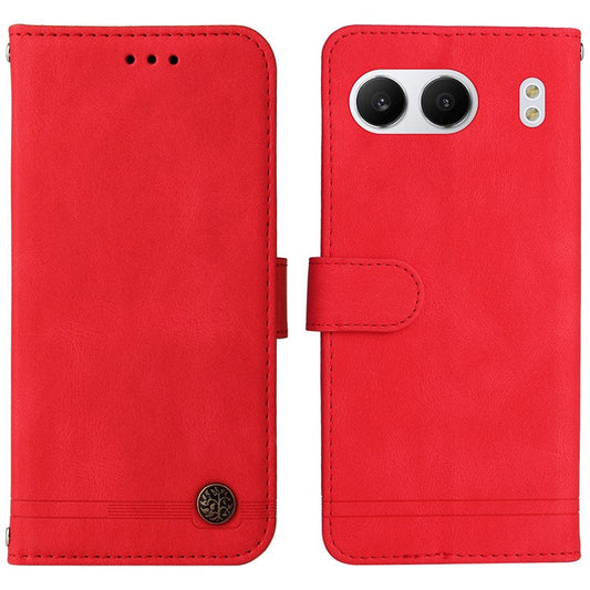 For OnePlus Nord 4 Wallet Case Skin-touch Leather Phone Cover Tree Pattern Hardware - Red